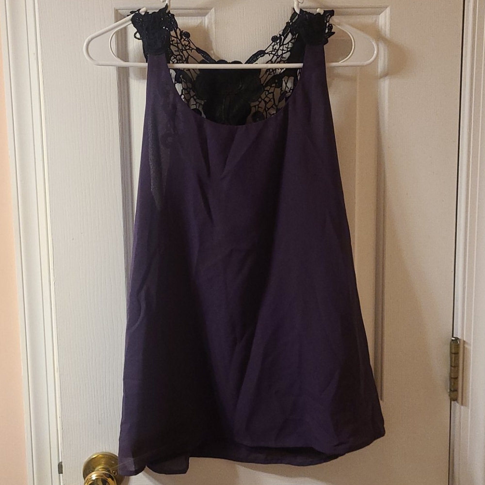 Purple & Black Lace Tank top